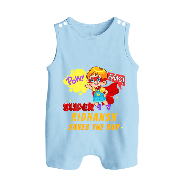 Superboy Baby Romper Suit / Sleeveless Romper | Personalized Romper Suit / Sleeveless Romper for Little Champions - BABY BLUE - 0 - 5 Months Old (Chest 18")