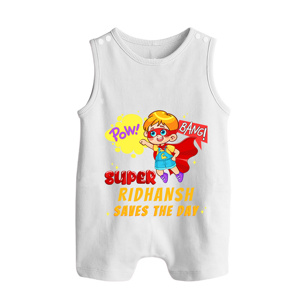Superboy Baby Romper Suit / Sleeveless Romper | Personalized Romper Suit / Sleeveless Romper for Little Champions - WHITE - 0 - 5 Months Old (Chest 18")