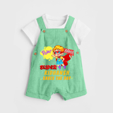 Superboy Baby Dungaree Set | Personalized Dungaree Set for Little Champions - GREEN - 0 - 5 Months Old (Chest 18")