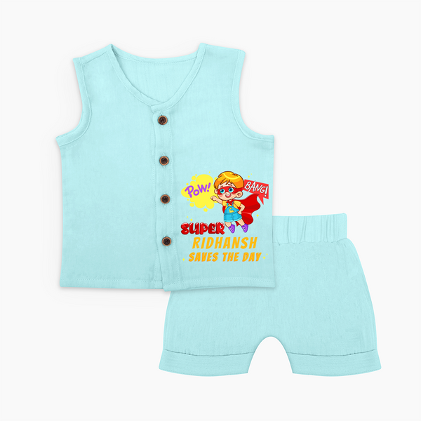 Superboy Baby Jabla Set | Personalized Jabla Set for Little Champions - BABY BLUE - 0 - 3 Months Old (Chest 9.8")