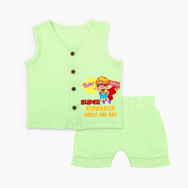 Superboy Baby Jabla Set | Personalized Jabla Set for Little Champions - PASTEL GREEN - 0 - 3 Months Old (Chest 9.8")