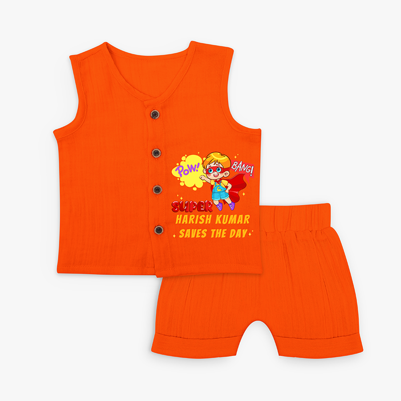 Save The Day - Super Boy Jabla Set For Babies - TANGERINE - 0 - 3 Months Old (Chest 9.8")