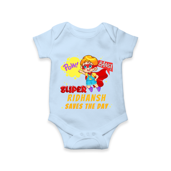 Superboy Baby Romper | Personalized Romper for Little Champions - BABY BLUE - New Born (Chest 14")