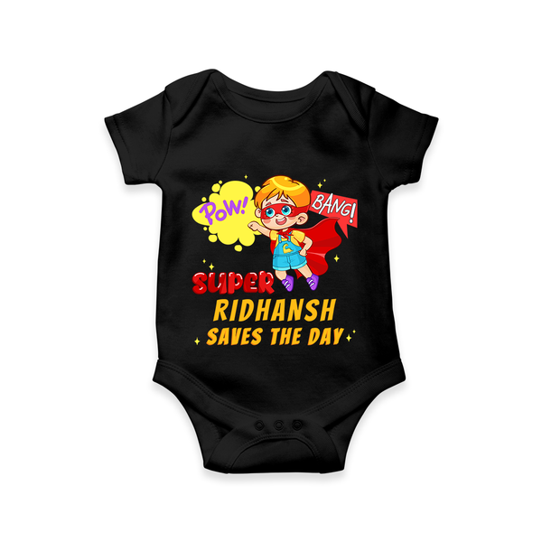 Superboy Baby Romper | Personalized Romper for Little Champions - BLACK - New Born (Chest 14")