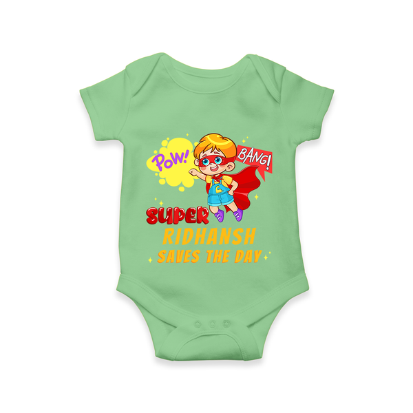 Superboy Baby Romper | Personalized Romper for Little Champions - GREEN - New Born (Chest 14")