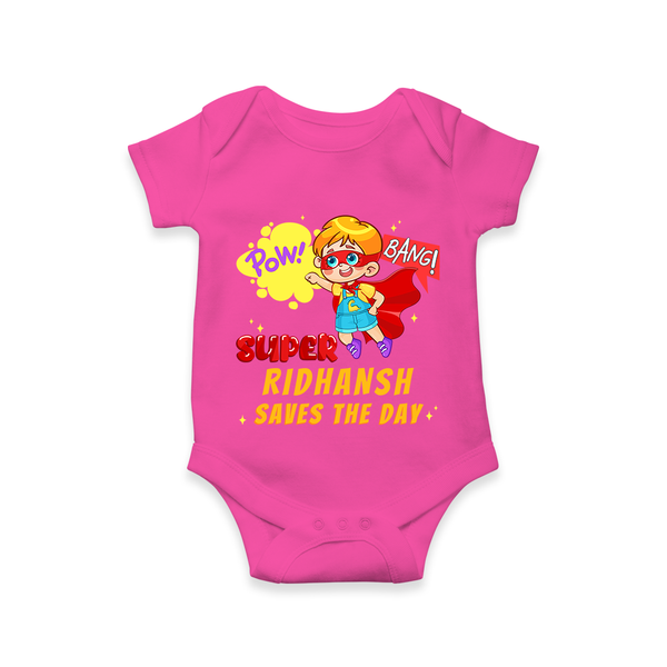 Superboy Baby Romper | Personalized Romper for Little Champions - HOT PINK - New Born (Chest 14")