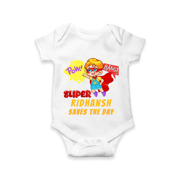 Superboy Baby Romper | Personalized Romper for Little Champions - WHITE - New Born (Chest 14")