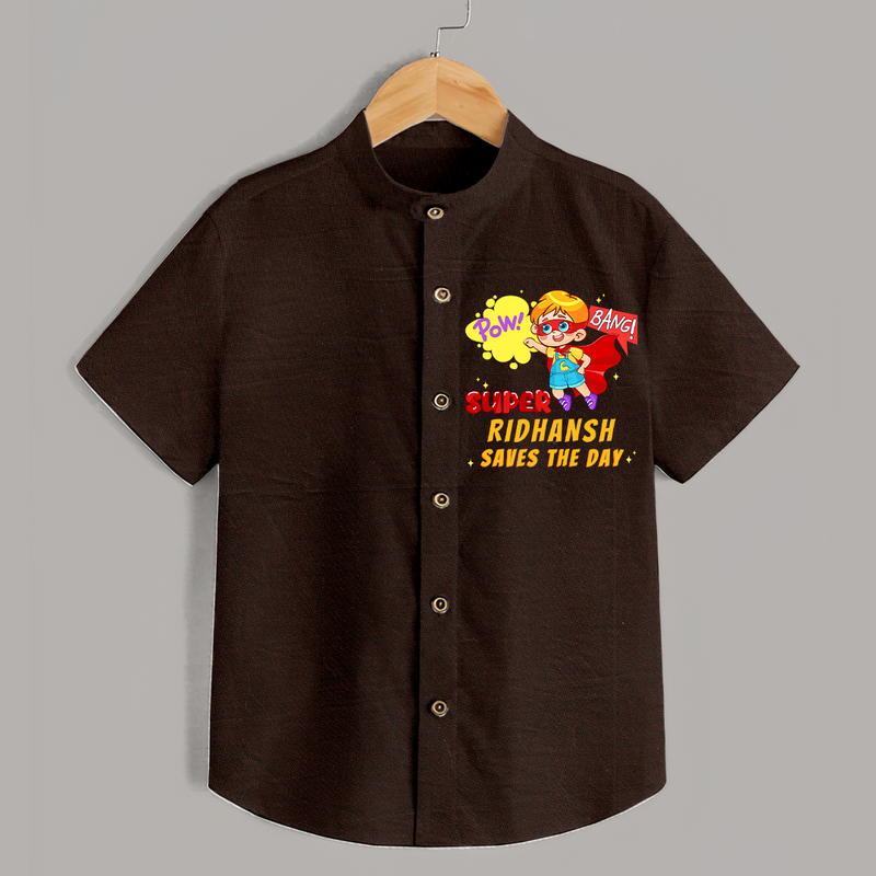 Superboy Baby Shirt | Personalized Shirt for Little Champions - CHOCOLATE BROWN - 0 - 6 Months Old (Chest 23")