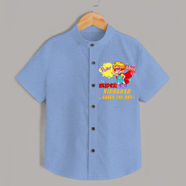 Superboy Baby Shirt | Personalized Shirt for Little Champions - SKY BLUE - 0 - 6 Months Old (Chest 23")