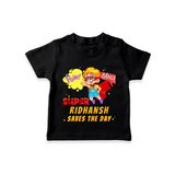 Superboy Baby T-Shirt | Personalized T-Shirt for Little Champions - BLACK - 0-5 Months Old (Chest 17")