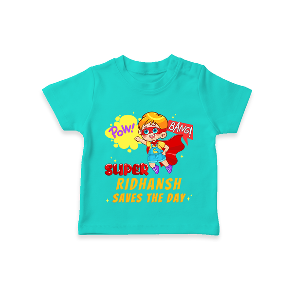 Superboy Baby T-Shirt | Personalized T-Shirt for Little Champions - TEAL - 0-5 Months Old (Chest 17")