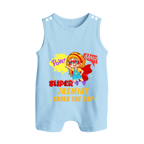 Supergirl Baby Romper Suit / Sleeveless Romper | Personalized Romper Suit / Sleeveless Romper for Little Champions - BABY BLUE - 0 - 5 Months Old (Chest 18")