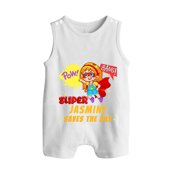 Supergirl Baby Romper Suit / Sleeveless Romper | Personalized Romper Suit / Sleeveless Romper for Little Champions - WHITE - 0 - 5 Months Old (Chest 18")