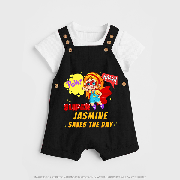 Supergirl Baby Dungaree Set | Personalized Dungaree Set for Little Champions - BLACK - 0 - 5 Months Old (Chest 18")