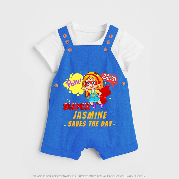 Supergirl Baby Dungaree Set | Personalized Dungaree Set for Little Champions - COBALT BLUE - 0 - 5 Months Old (Chest 18")