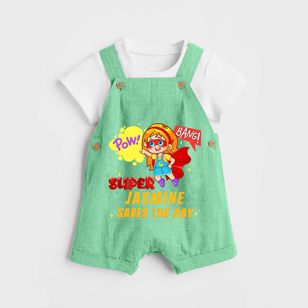 Supergirl Baby Dungaree Set | Personalized Dungaree Set for Little Champions - GREEN - 0 - 5 Months Old (Chest 18")