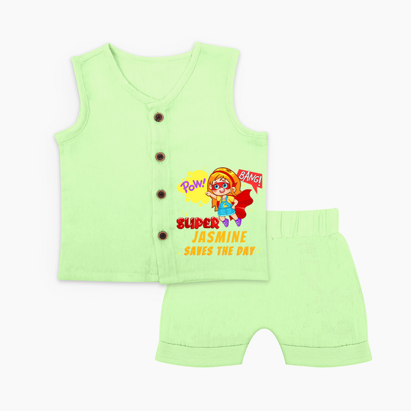 Supergirl Baby Jabla Set | Personalized Jabla Set for Little Champions - PASTEL GREEN - 0 - 3 Months Old (Chest 9.8")