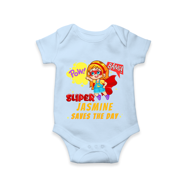 Supergirl Baby Romper | Personalized Romper for Little Champions - BABY BLUE - New Born (Chest 14")