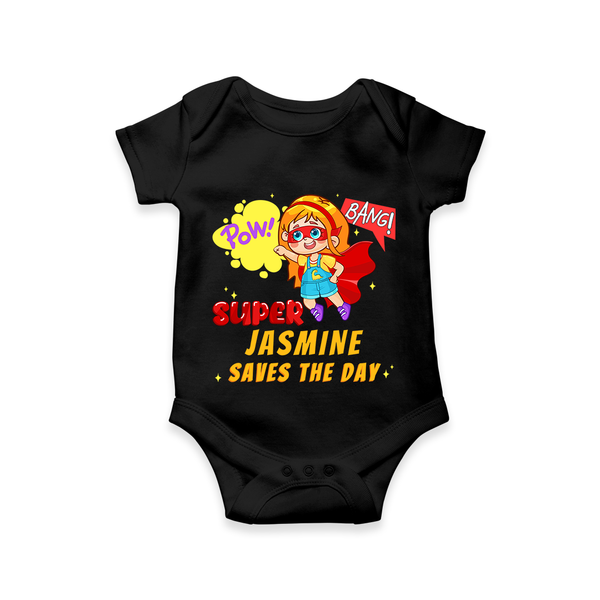 Supergirl Baby Romper | Personalized Romper for Little Champions - BLACK - New Born (Chest 14")