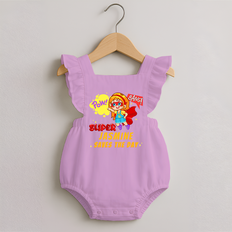 Supergirl Baby Romper Frock | Personalized Romper Frock for Little Champions - BABY PINK - 0 - 3 Months Old (Chest 19")