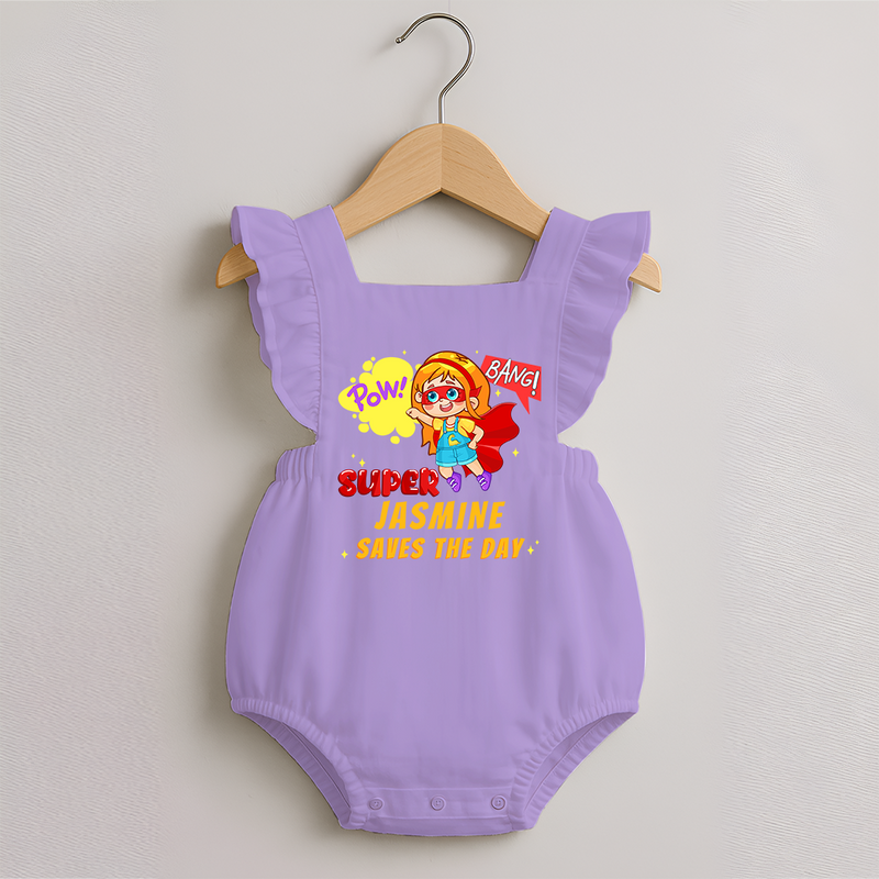 Supergirl Baby Romper Frock | Personalized Romper Frock for Little Champions - LILAC - 0 - 3 Months Old (Chest 19")