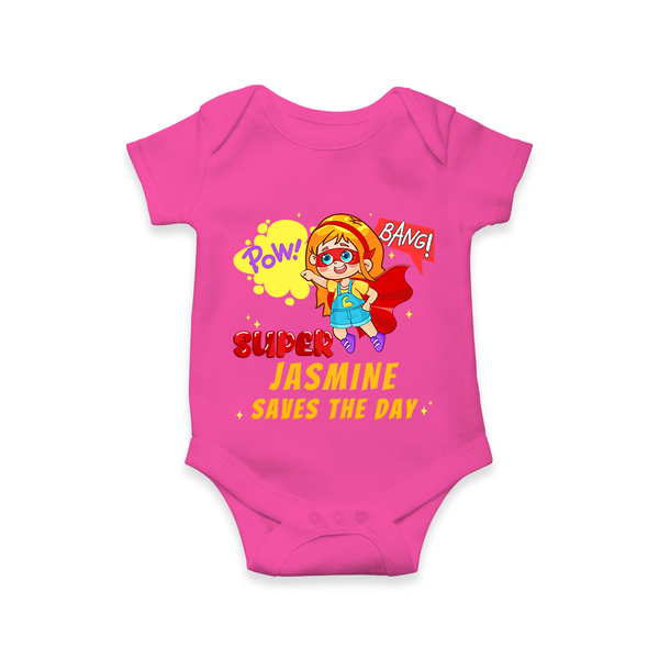 Supergirl Baby Romper | Personalized Romper for Little Champions - HOT PINK - New Born (Chest 14")