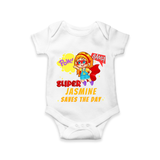 Supergirl Baby Romper | Personalized Romper for Little Champions - WHITE - New Born (Chest 14")