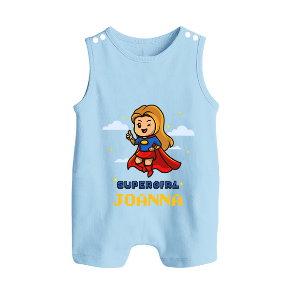 Supergirl in Training Romper Suit / Sleeveless Romper | Personalized Romper Suit / Sleeveless Romper for Baby Heroes - BABY BLUE - 0 - 5 Months Old (Chest 18")