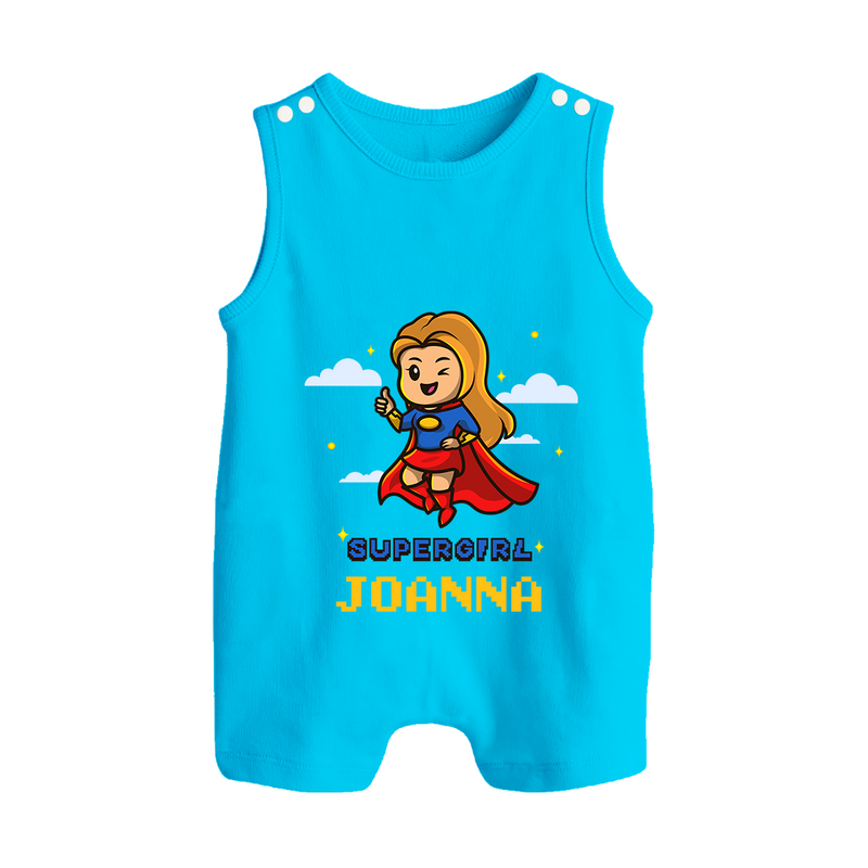 Supergirl in Training Romper Suit / Sleeveless Romper | Personalized Romper Suit / Sleeveless Romper for Baby Heroes - SKY BLUE - 0 - 5 Months Old (Chest 18")