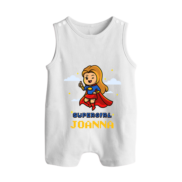 Supergirl in Training Romper Suit / Sleeveless Romper | Personalized Romper Suit / Sleeveless Romper for Baby Heroes - WHITE - 0 - 5 Months Old (Chest 18")