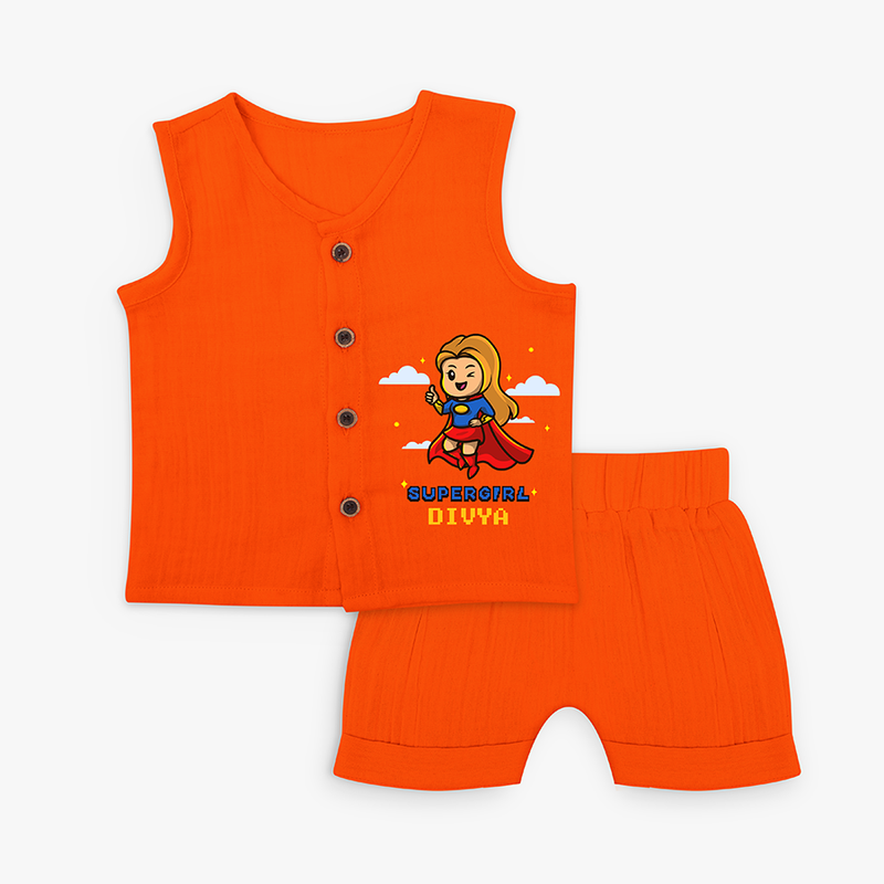 Super Girl Jabla Set For Babies - TANGERINE - 0 - 3 Months Old (Chest 9.8")