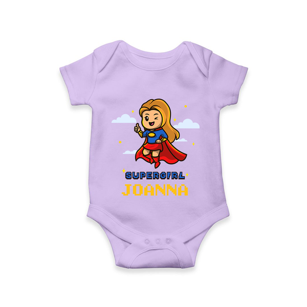 Supergirl in Training Romper | Personalized Romper for Baby Heroes - LILAC - New Born (Chest 14")