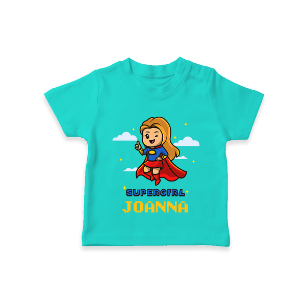 Supergirl in Training T-Shirt | Personalized T-Shirt for Baby Heroes - TEAL - 0-5 Months Old (Chest 17")