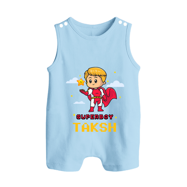 Mini Superboy Romper Suit / Sleeveless Romper | Custom Romper Suit / Sleeveless Romper for Future Superheroes - BABY BLUE - 0 - 5 Months Old (Chest 18")