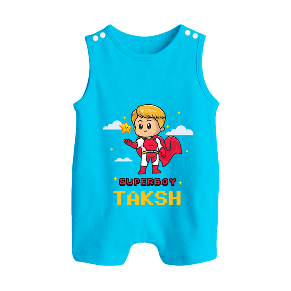 Mini Superboy Romper Suit / Sleeveless Romper | Custom Romper Suit / Sleeveless Romper for Future Superheroes - SKY BLUE - 0 - 5 Months Old (Chest 18")