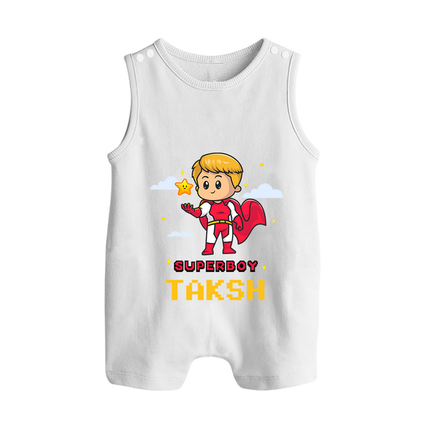Mini Superboy Romper Suit / Sleeveless Romper | Custom Romper Suit / Sleeveless Romper for Future Superheroes - WHITE - 0 - 5 Months Old (Chest 18")