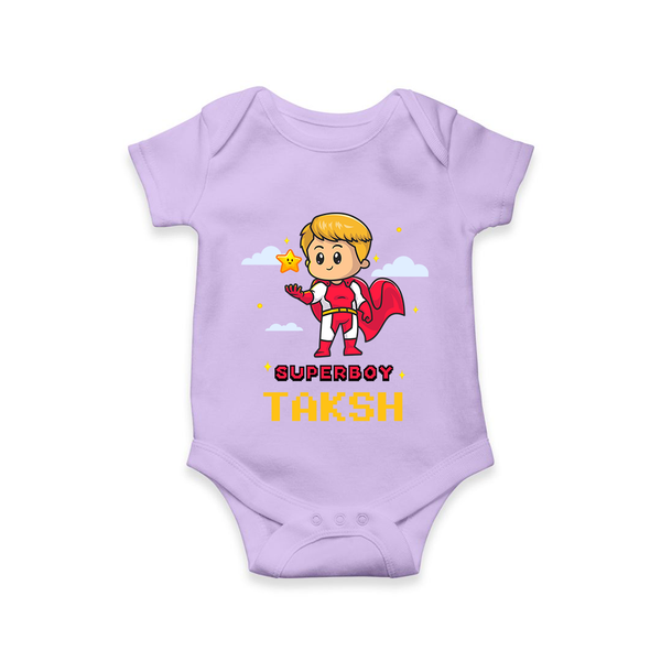 Mini Superboy Romper | Custom Romper for Future Superheroes - LILAC - New Born (Chest 14")