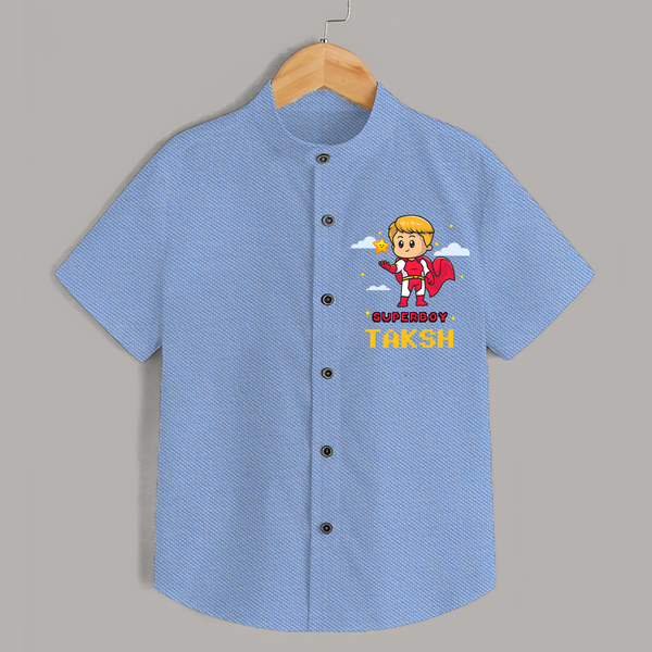 Mini Superboy Shirt | Custom Shirt for Future Superheroes - SKY BLUE - 0 - 6 Months Old (Chest 23")