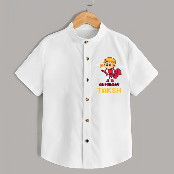 Mini Superboy Shirt | Custom Shirt for Future Superheroes - WHITE - 0 - 6 Months Old (Chest 23")