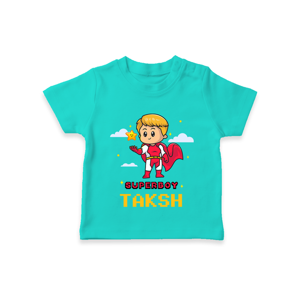 Mini Superboy T-Shirt | Custom T-Shirt for Future Superheroes - TEAL - 0-5 Months Old (Chest 17")