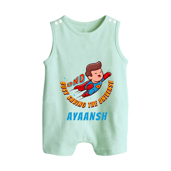 Superboy Adventure Romper Suit / Sleeveless Romper | Personalized Romper Suit / Sleeveless Romper for Future Superstars - MINT GREEN - 0 - 5 Months Old (Chest 18")