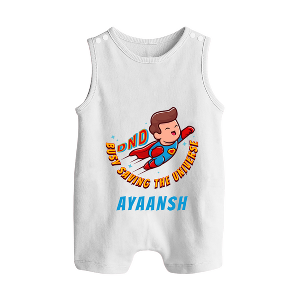 Superboy Adventure Romper Suit / Sleeveless Romper | Personalized Romper Suit / Sleeveless Romper for Future Superstars - WHITE - 0 - 5 Months Old (Chest 18")