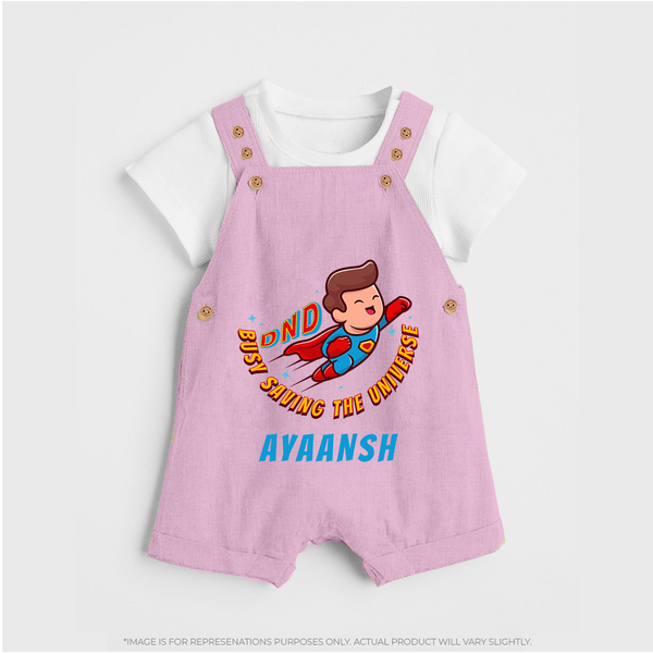 Superboy Adventure Dungaree Set | Personalized Dungaree Set for Future Superstars - BABY PINK - 0 - 5 Months Old (Chest 18")