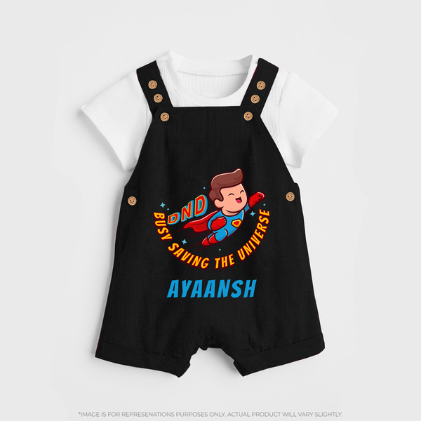Superboy Adventure Dungaree Set | Personalized Dungaree Set for Future Superstars - BLACK - 0 - 5 Months Old (Chest 18")