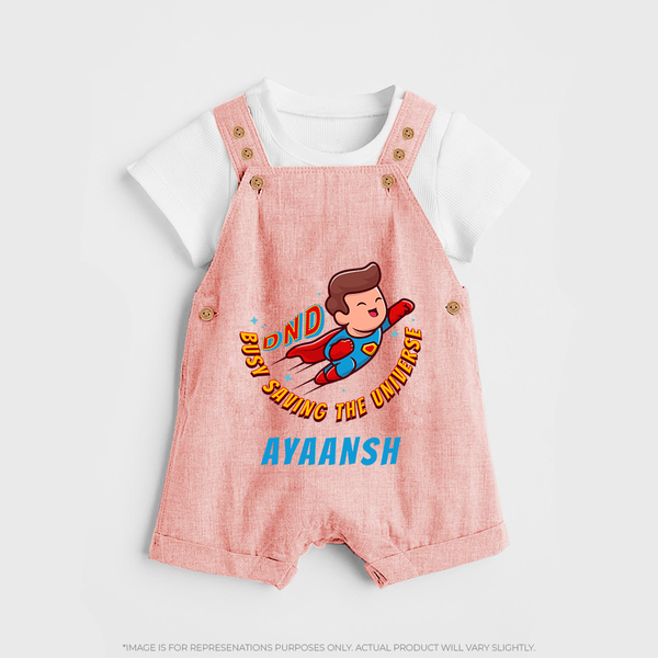 Superboy Adventure Dungaree Set | Personalized Dungaree Set for Future Superstars - PEACH - 0 - 5 Months Old (Chest 18")