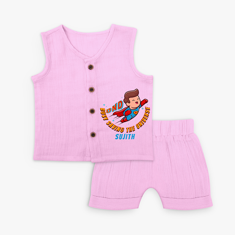 Busy Saving The Universe - Super Boy Jabla Set For Babies - LAVENDER ROSE - 0 - 3 Months Old (Chest 9.8")