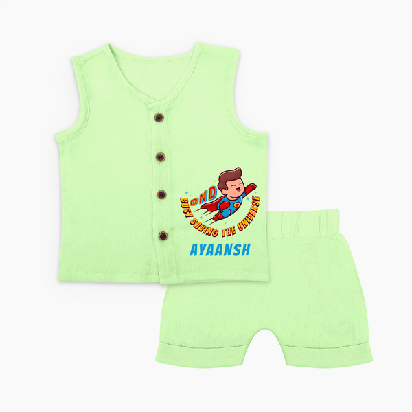 Superboy Adventure Jabla Set | Personalized Jabla Set for Future Superstars - PASTEL GREEN - 0 - 3 Months Old (Chest 9.8")