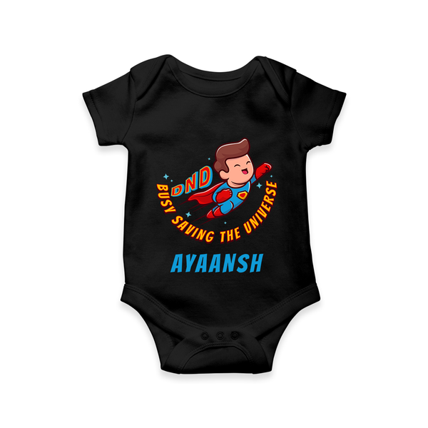Superboy Adventure Romper | Personalized Romper for Future Superstars - BLACK - New Born (Chest 14")