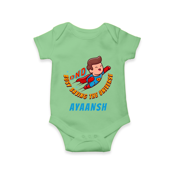 Superboy Adventure Romper | Personalized Romper for Future Superstars - GREEN - New Born (Chest 14")