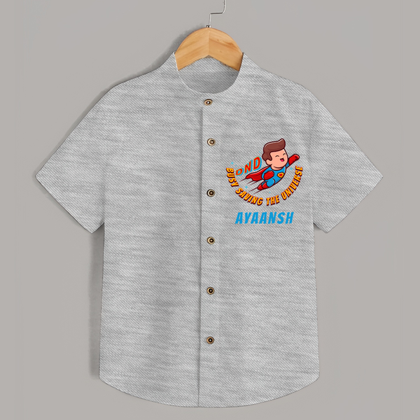 Superboy Adventure Shirt | Personalized Shirt for Future Superstars - GREY - 0 - 6 Months Old (Chest 23")